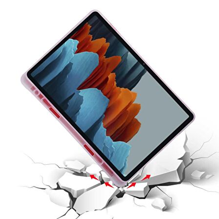 Galaxy Tab S7 FE LTE (T737-T736-T733-T730) Uyumlu Kalemlikli Premium Standlı Katlanabilir Uyku Modu Özellikli Tablet Kılıfı