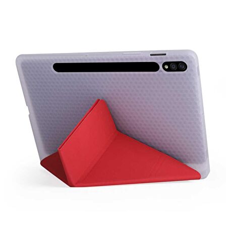 Galaxy Tab S7 FE LTE (T737-T736-T733-T730) Uyumlu Kalemlikli Premium Standlı Katlanabilir Uyku Modu Özellikli Tablet Kılıfı