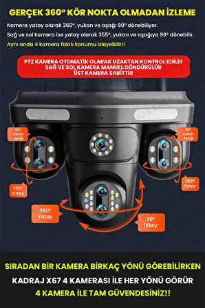 4 Kameraları 4G - eSim Solar Panelli, Her ay 15GB Turkcell 1 Yıl Hediyeli, 7/24 Kayıt Aov, Hareket A
