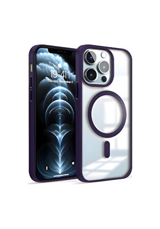İPHONE 14 UYUMLU MPL MAGSAFE ROUND KILIF MOR