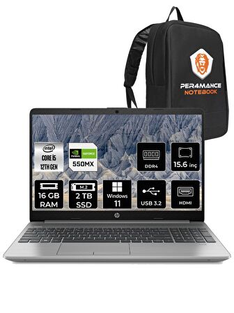 HP 250 G9 i5-1235U 16GB 2TB SSD MX550 15.6'' FHD W11 HOME 6Q8M7ES & PER4 ÇANTA