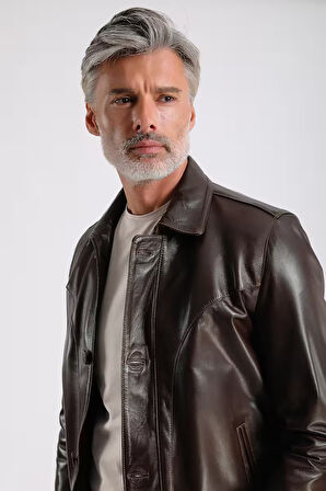 Stefan Erkek Gömlek Yaka Deri Mont