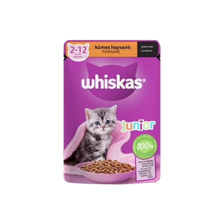 Whiskas Yavru Kedi Yaş Mama 85g Poşet Kümes Hayvanlı Lezzet 2'li Ekonomik Paket - 2 Adet