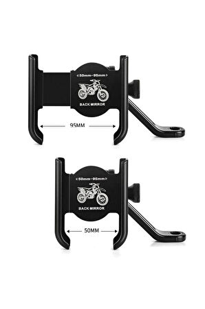 BİKE SKY Dikiz Ayna Bağlantılı Alüminyum  Motosiklet Telefon Tutacağı 