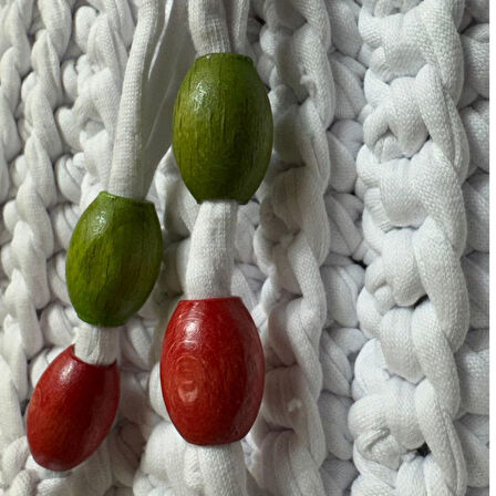 Uretti - Emine 9106 El Örgüsü Hasır Görünümlü Penye Kumaş Omuz Çantası - 26 x 19