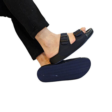 Pierre Cardin 7408 Lacivert Çift Tokalı Yumuşak Taban Erkek Terlik