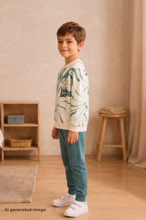 Erkek Çocuk Batik Desenli Okul Günlük Eşofman Takımı ESF7037