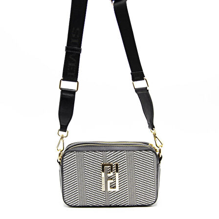 Kadın Çapraz Çanta 1078-41874 SİLVER POLO  ÇAPRAZ Kadın ÇANTASI M132 SİYAH BEYAZ-MAT SİYAH