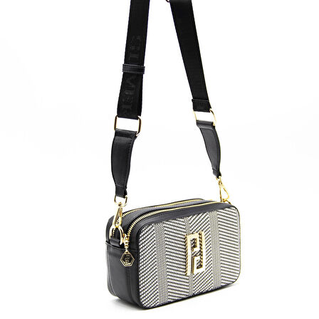 Kadın Çapraz Çanta 1078-41874 SİLVER POLO  ÇAPRAZ Kadın ÇANTASI M132 SİYAH BEYAZ-MAT SİYAH