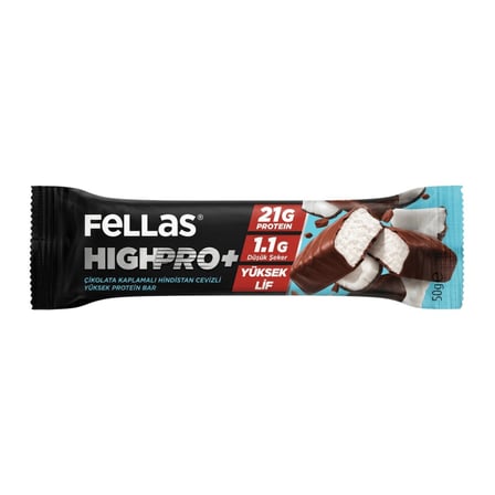 Fellas Çikolatalı Kaplamalı Hindistan Cevizli Highpro Protein Bar 50 G - 6 Adet