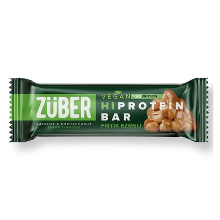 Züber Fıstık Ezmeli Vegan Protein Bar 45 G - 6 Adet