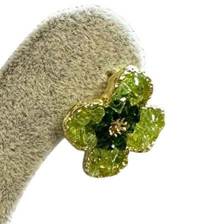 Uretti - İREM 3914 9553 Şık Tasarımlı Yeşil Zirkon Çiçek Küpe