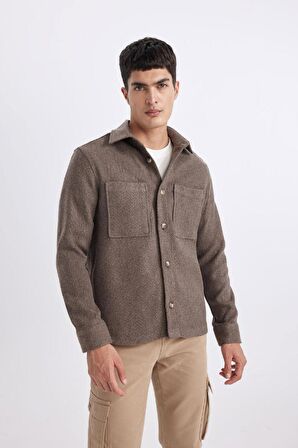 DeFacto Regular Fit Polo Yaka Cepli Pamuklu Uzun Kollu Gömlek B4689AX24SPBN571
