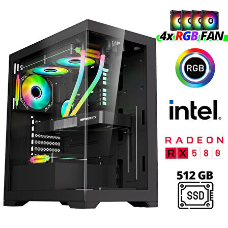 Xaser Xsr977 i7 4770 16GB Ram 512GB SSD 8GB RX580 Ekran Kartı Masaüstü Oyuncu Bilgisayarı