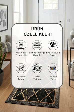 Ehl-62 Dijital Baskılı Kaymaz Yıkanabilir Yolluk - Leke Tutmaz