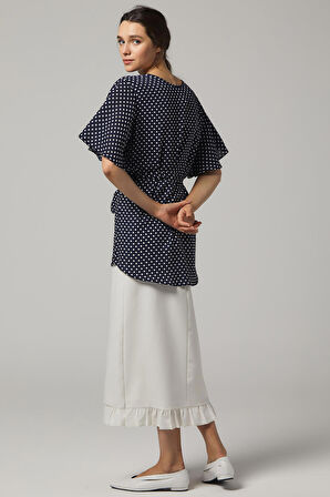 SORALLİNE KADIN BLUZ KRUVAZE 4197 LACİVERT PUANTİYELİ