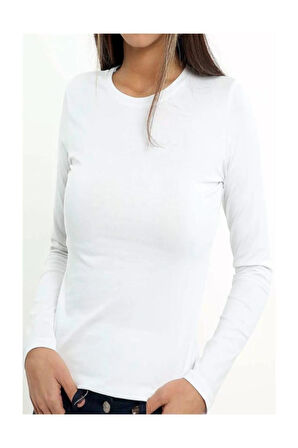 Kadın Siyah Yuvarlak Yaka Uzun Kollu Atlet Body