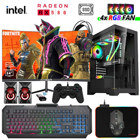 Xaser Xsr974 i5 3470 16GB Ram 512GB SSD 8GB RX580 23.8" Curved Masaüstü Oyuncu Bilgisayarı