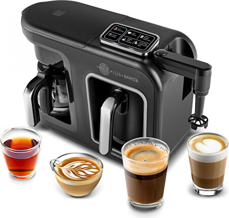 Karaca Hatır Plus Barista 6 In 1 Latte Cappucino ve Közde Türk Kahvesi Makinesi Black Silver