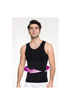 Erkek Siyah Renk Toparlayıcı Iki Beden Göbek Incelten Korse Atlet Erkek Korsesi