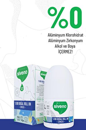 Siveno %100 Doğal Roll On Erkek Deodorant Ter Kokusu Önleyici Bitkisel Leke Bırakmayan Vegan 50 ml