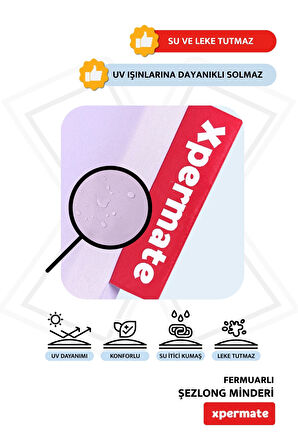 XPERMATE Fermuarlı Şezlong Minderi Su Geçirmez Kumaş Katlanır Şezlong Minderi Katlanabilir Plaj Minderi 60x180x5 Lila