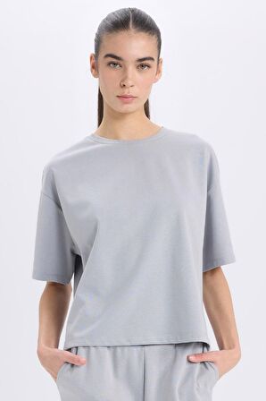 DeFacto Relax Fit Bisiklet Yaka Basic Düz Kısa Kollu Tişört C7630AX24AUGR453