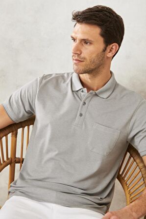 Altınyıldız Classics Polo Yaka Düz Gri Erkek Polo T-Shirt 4A4820200004