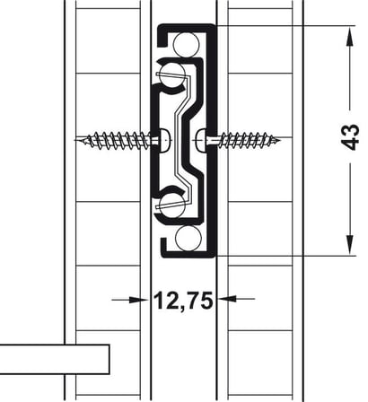 Häfele Bilyalı Ray, HÄFELE BALL43, Ray Yüksekliği: 43 mm, Tam Açılım - 447 mm, Galvaniz (1 Çift)