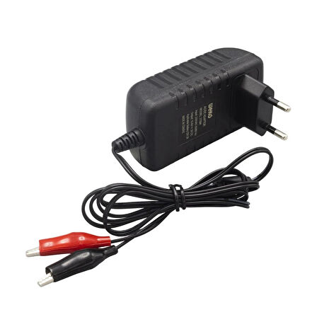 12V 1A Akü Şarj Cihazı Adaptörü Maşalı TÜM Akülü Arabalara Uyumlu   0970
