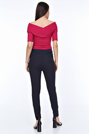 IŞŞIL 3506-BİLEK BOY HAMİLE DAR PAÇA KUMAŞ PANTOLON Lacivert-46