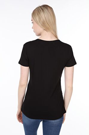 IŞŞIL 4477-Babasının Kızı Viskon Hamile Kısa Kol T-shirt Siyah-S