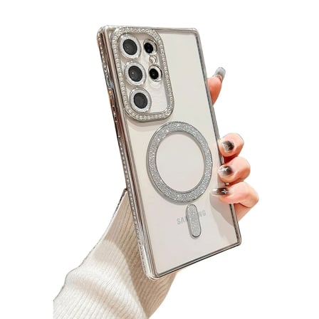 Samsung Galaxy S24 Ultra Kılıf Joke Simli Magneticsafe Kılıf - Lacivert