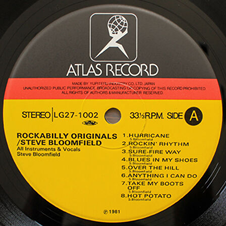 Steve Bloomfield - Rockabilly Originals 33'lük LP PLAK