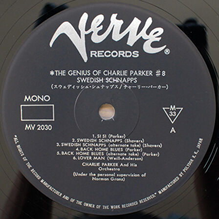 Charlie Parker And His Orchestra - Swedish Schnapps 33'lük LP PLAK