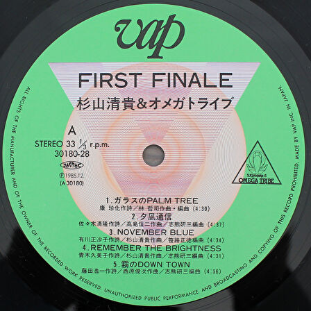 S. Kiyotaka & Omega Tribe - First Finale 33'lük LP PLAK