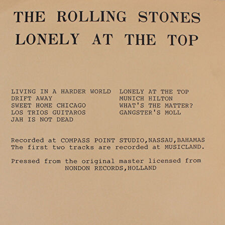 Rolling Stones - Lonely At The Top 33'lük LP PLAK