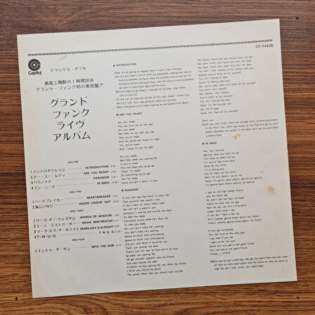 Grand Funk – Live Album 33'lük LP PLAK