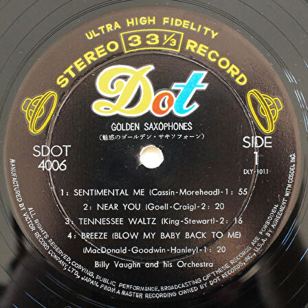 Billy Vaughn And His Orchestra – Golden Saxophones (10'' Plak)