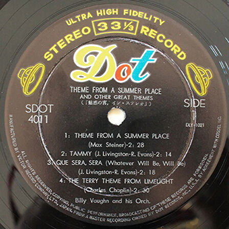 Billy Vaughn And His Orchestra – Theme From A Summer Place (10'' Plak)