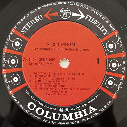 Ray Conniff His Orchestra & Chorus – 'S Continental (10'' Plak)