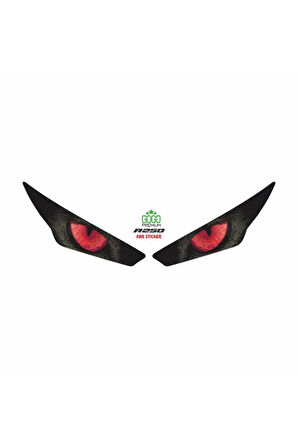 RKS R250 2023 UYUMLU FAR STİCKER KIRMIZI GÖZ
