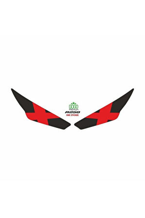 RKS R250 2023 UYUMLU FAR STİCKER X KIRMIZI