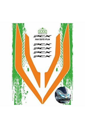 HONDA PCX 2021 - 2024 UYUMLU FAR ÜSTÜ FİLM TURUNCU