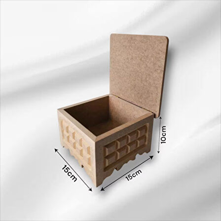 Ahşap Boyanabilir Takı-makyaj-aksesuar Dekoratif Çok Amaçlı Kare Kutu