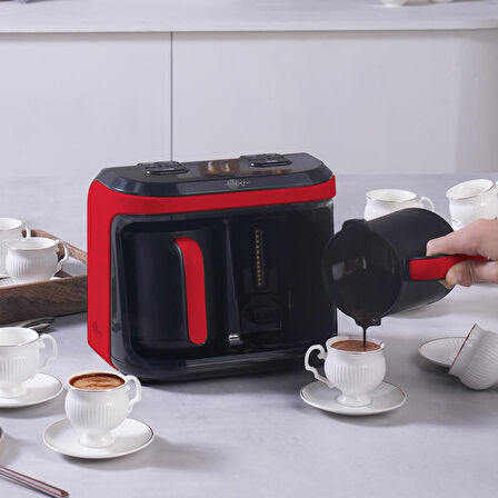 Karaca Hatır Hüp Düet Aroma Türk Kahve Makinesi Kırmızı 10 Fincan Kapasiteli
