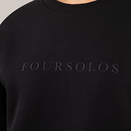 Siyah Kadın Sweatshirt, 3 İplik Kumaş, Normal Fit