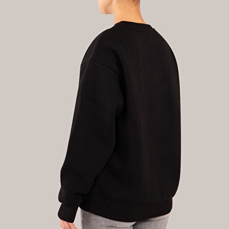 Siyah Kadın Sweatshirt, 3 İplik Kumaş, Normal Fit