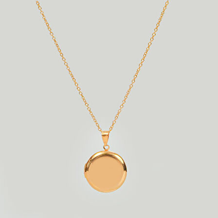 Çelik Kadın Kolye, Açılabilir Kapaklı, Gold Renk, No:160