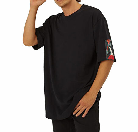FOURSOLOS Unisex Oversize T-shirt (BLACK) Siyah